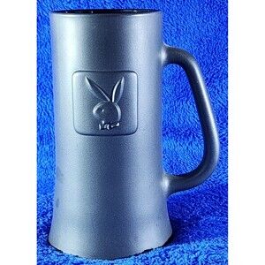 Vintage “PLAYBOY CLUB” Gunmetal Glass Beer Stein Mug Cup Embossed Bunny Logo